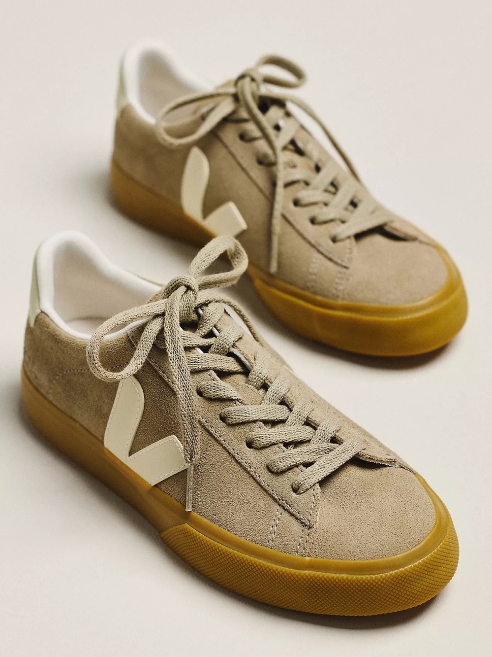New Veja Campo Leather Sneakers Taupe Pierre Suede